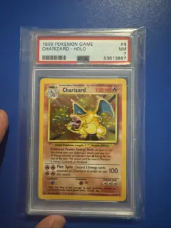 1999 POKEMON BASE SET UNLIMITED #4 CHARIZARD-HOLO PSA 7 - Image 3