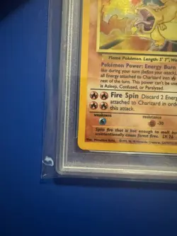 1999 POKEMON BASE SET UNLIMITED #4 CHARIZARD-HOLO PSA 7 - Image 5
