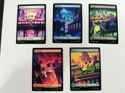 Full Art Teenage Mutant Ninja Turtles Basic Lands MTG Set of 5 - Image 1