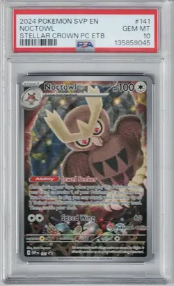PSA 2024 POKEMON STELLAR CROWN POKEMON CENTER ETB PROMO SVP #141 NOCTOWL PSA 10 - Image 1