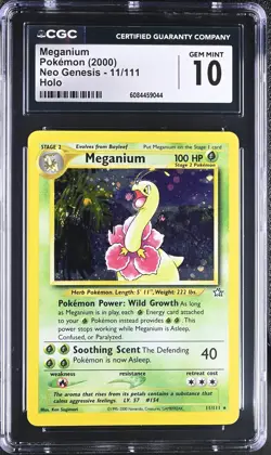 CGC 10 GEM MINT Meganium 2000 Neo Genesis 11/111 Holo Rare Pokemon Card - Image 1