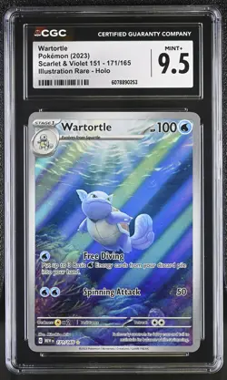 Pokemon TCG GRADED 2023 Wartortle 171/165 Scarlet & Violet 151 IR M+ 9.5 CGC ENG - Image 1