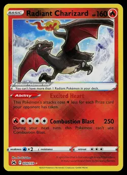 Pokemon Card - Radiant Charizard Crown Zenith 020/159 Radiant Rare Holo - Image 1