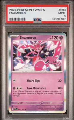 2024 POKEMON TWM EN-TWILIGHT MASQUERADE #093 ENAMORUS PSA 9 - Image 1