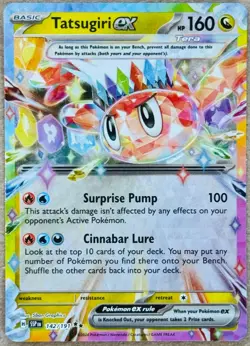 POKEMON TCG SURGING SPARKS TATSUGIRI EX DOUBLE RARE HOLO 142/191 NM+ TERA - Image 1