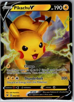 Pikachu V 043/185 SWSH04: Vivid Voltage - Pokemon Card - NM - Image 1