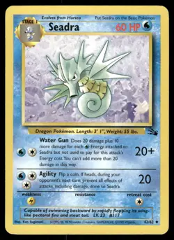 Pokemon Cards Seadra 42/62 UNLIMITED Fossil Uncommon LP *2 - Image 1