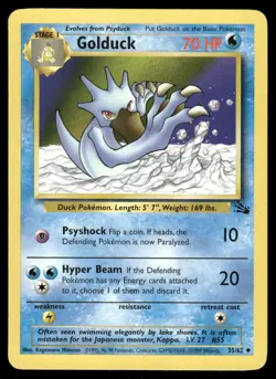 Pokemon Cards Golduck 35/62 UNLIMITED Fossil WOTC Uncommon LP - Image 1