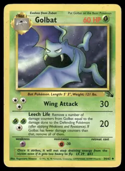Pokemon Cards Golbat 34/62 UNLIMITED Fossil WOTC Uncommon LP - Image 1
