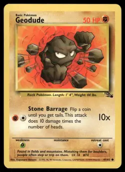 Pokemon Cards Geodude 47/62 UNLIMITED Fossil WOTC Common LP *2 - Image 1