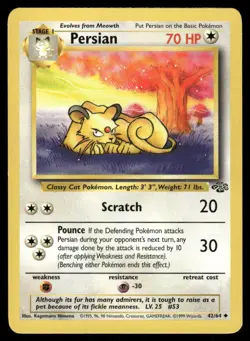 Pokemon Cards Persian 42/64 Unlimited Jungle WOTC Uncommon NM - Image 1