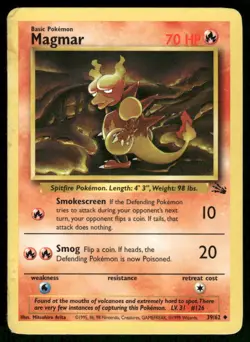 Pokemon Cards Magmar 39/62 UNLIMITED Fossil Uncommon HP *2 - Image 1