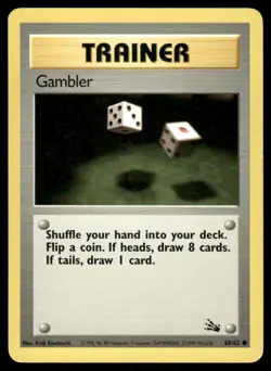 Pokemon Cards Gambler 60/62 UNLIMITED Fossil WOTC Common LP - Image 1