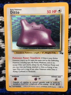 Pokemon Ditto Holo Rare Fossil Unlimited 3/62 Card 1999 Wizards of the Coast - Image 1