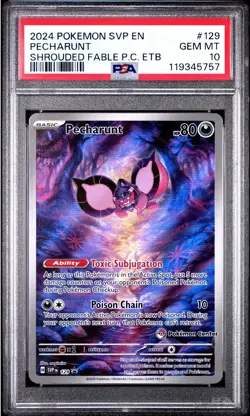 2024 POKEMON SHROUDED FABLE POKEMON CENTER ETB PROMO SVP #129 PECHARUNT PSA 10 - Image 1