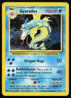 Gyarados 6/102 Holo Rare Base Set Pokemon Card - Image 1