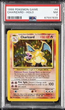 1999 POKEMON BASE SET UNLIMITED #4 CHARIZARD-HOLO PSA 7 - Image 1