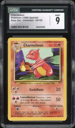 1999 Pokemon SPANISH Unlimited Base Set Charmeleon 24/102 CGC 9 MINT - Image 1