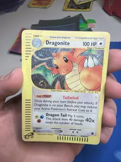 HUGE SWIRL 2002 Expedition Dragonite Holo Foil 9/165 E-Reader Series Pokemon - Image 3