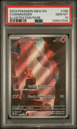 2023 POKEMON MEW EN-151 ILLUSTRATION RARE #168 CHARMANDER PSA 10 - Image 1