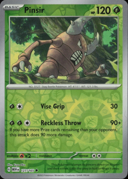 Pinsir - 127/165 - Reverse Holo Uncommon - Scarlet & Violet 151 - Pokemon - NM/M - Image 1