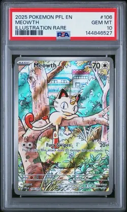 2025 POKEMON PFL EN-PHANTASMAL FLAMES ILLUSTRATION RARE #106 MEOWTH PSA 10 - Image 1