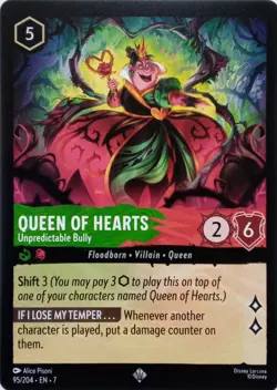 95/204 QUEEN OF HEARTS UNPREDICTABLE BULLY EN7 SUPER RARE DISNEY LORCANA CARD - Image 1