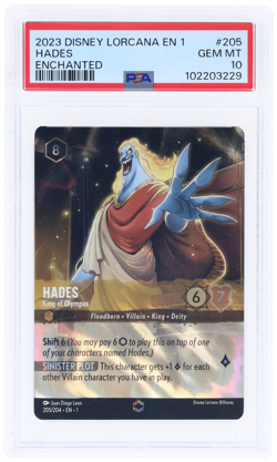 2023 Disney Lorcana the First Chapter Hades King of Olympus #205 PSA 10 - Image 1