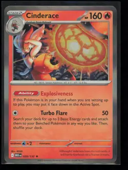 Cinderace 028/132 Pokemon Mega Evolution Rare Near Mint Holo Card NM - Image 1