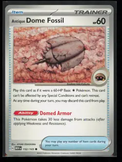 Antique Dome Fossil 152/165 Pokemon 151 Common Near Mint - Image 1