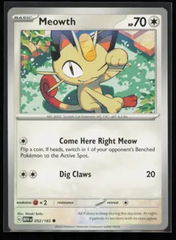 Meowth 052/165 Pokemon 151 Common Near Mint - Image 1