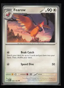 Fearow 022/165 Pokemon 151 Uncommon Near Mint - Image 1