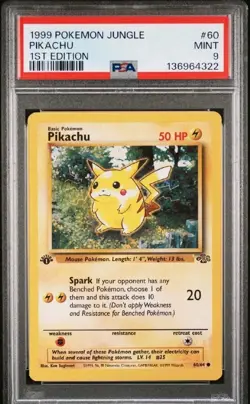 PSA 9 MINT Pokemon 1st Edition Jungle Pikachu 60/64 - Image 1