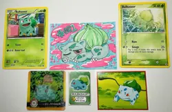 Favorite Pokemon Mini-Lot: Bulbasaur TCG Sticker Artbox Flipz and Original Art - Image 1