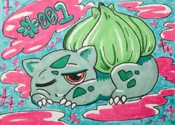 Favorite Pokemon Mini-Lot: Bulbasaur TCG Sticker Artbox Flipz and Original Art - Image 3