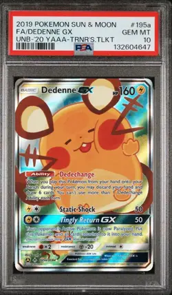 Pokemon Dedenne GX 195a/214 Full Art Toolkit Promo SM PSA 10 GEM MINT - Image 1