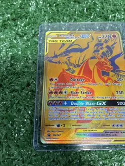 Reshiram & Charizard GX SM247 Pokemon Promo Gold Tag Team English NM - Image 2