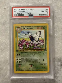 1999 Pokemon Jungle Butterfree d Edition Error #33 PSA 8 NM-MT - Image 1