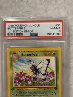 1999 Pokemon Jungle Butterfree d Edition Error #33 PSA 8 NM-MT - Image 3