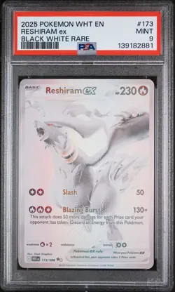 2025 Pokemon Wht En-White Flare #173 Reshiram Ex 9 Mint - Image 1
