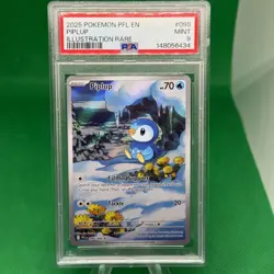 2025 POKEMON PFL EN-PHANTASMAL FLAMES ILLUSTRATION RARE #098 PIPLUP PSA 9 - Image 1