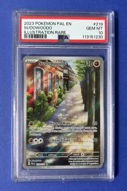 2023 Pokemon PAL EN Sudowoodo Illustration Rare #219 PSA 10 GEM MT - Image 1
