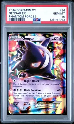 2014 Pokemon XY Phantom Forces #34 Gengar EX PSA 10 - Image 1