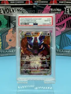 PSA 10 GEM MINT Lucario VSTAR Promo SWSH291 Crown Zenith ETB Pokemon Card - Image 1