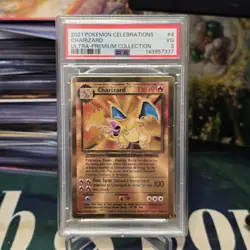 2021 Pokemon Celebrations Ultra Premium Collection Charizard Metal Gold #4 PSA 3 - Image 1