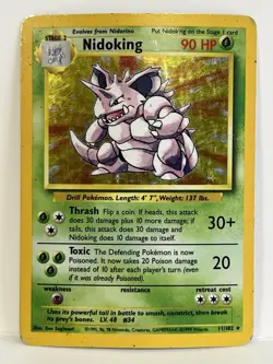 Vintage 1999 Pokemon TCG Base Set NIDOKING HOLO Rare 11/102 HP English, Unltd - Image 1