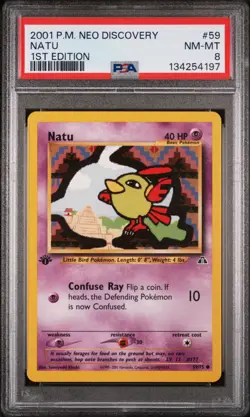 2001 POKEMON NEO DISCOVERY 59 NATU 1ST EDITION PSA 8 NM - Image 1