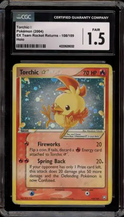 Pokemon Torchic Gold Star EX Team Rocket Returns Holo Rare #108 CGC 1.5 - Image 1