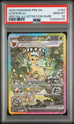 2025 POKEMON PRE EN-PRISMATIC EVOLUTIONS #144 LEAFEON EX PSA 10 - Image 1