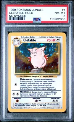 1999 Pokemon Jungle Clefable No Symbol Holo #1 PSA 8 WOTC Error - Image 1